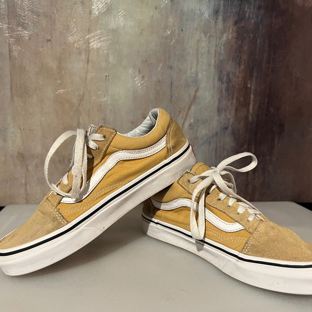 Vans Old Skool Sneakers Women 6.5 Yellow Good Suede Canvas Low Top Shoes
